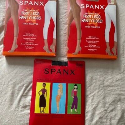 LOT OF (3) SPANX FOOTLESS PANTYHOSE HIGH WAISTED SIZE D (2) NUDE (1 ) BLACK NEW